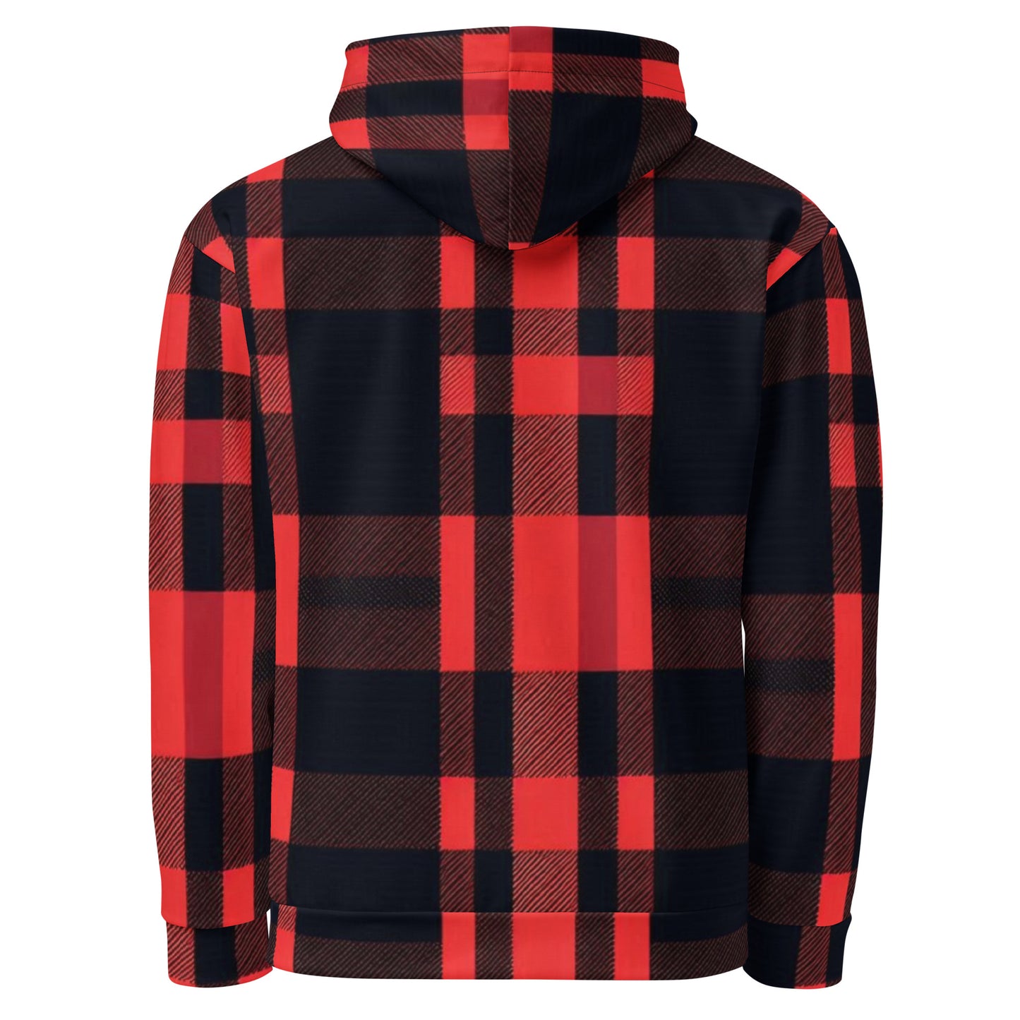 Men's Red and Black Plaid Hoodie